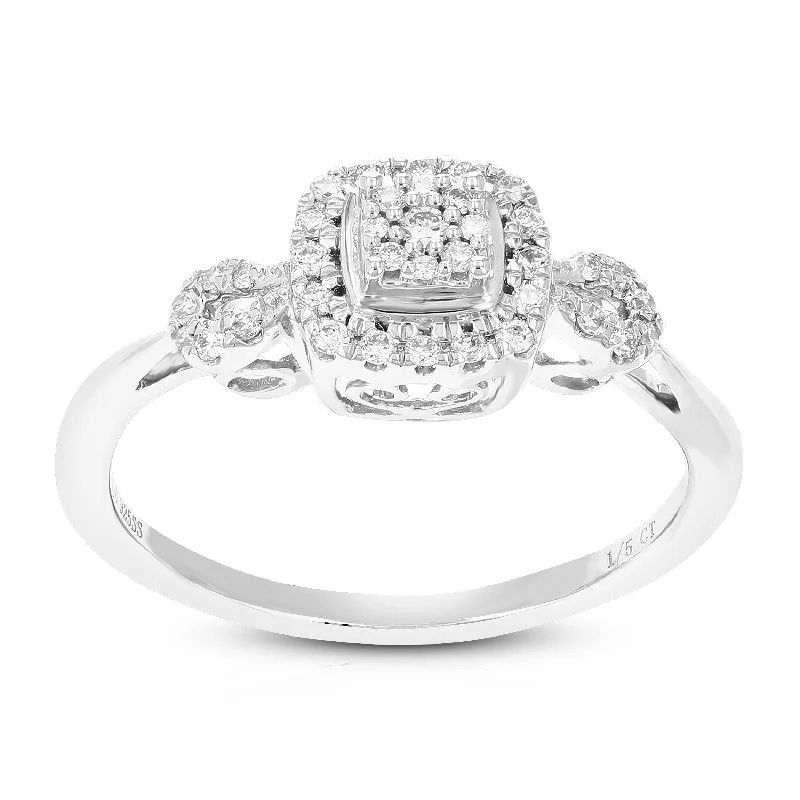 inscribed unity ring-1/5 cttw Round Lab Grown Diamond Engagement Ring .925 Sterling Silver Prong Set