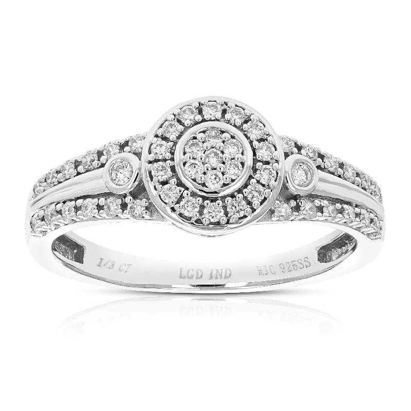 modern sleek stellar ring-1/5 cttw Round Lab Grown Diamond Wedding Engagement Ring For Women .925 Sterling Silver