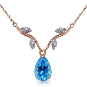 rustic ruby beaded necklace-1.52 Carat 14K Solid Rose Gold New Romance Blue Topaz Necklace