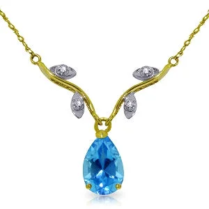 raw turquoise cluster necklace-1.52 Carat 14K Solid Yellow Gold Love Under The Stars Blue Topaz Necklace