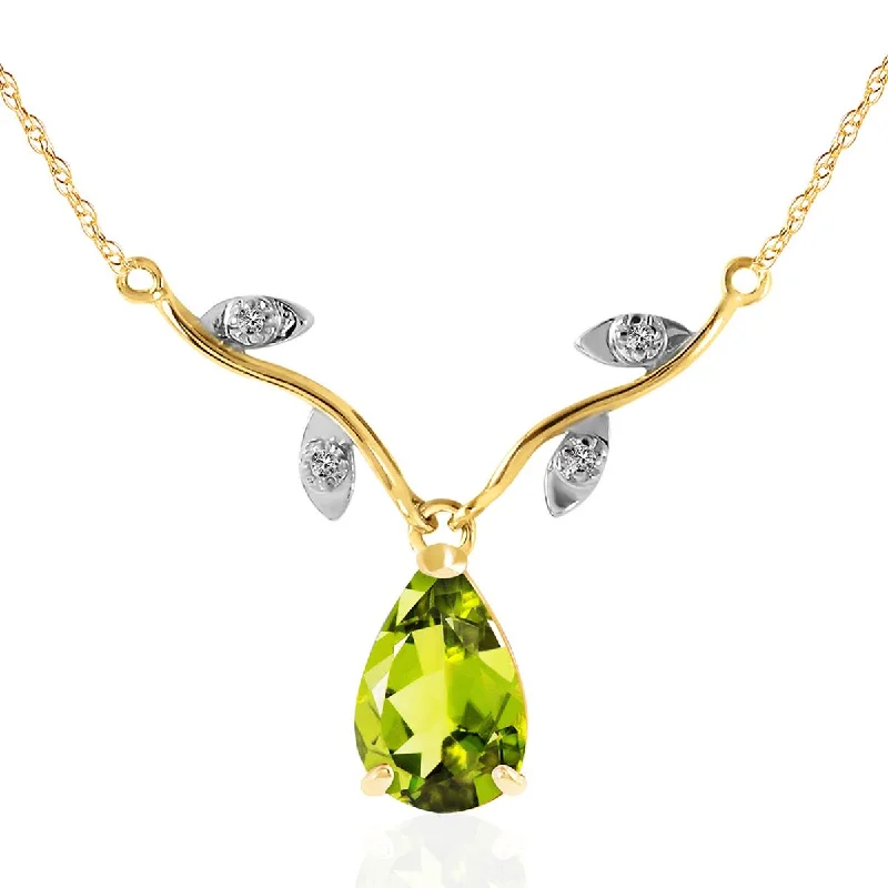 bold topaz summit peak necklace-1.52 Carat 14K Solid Yellow Gold Never Such Love Peridot Necklace