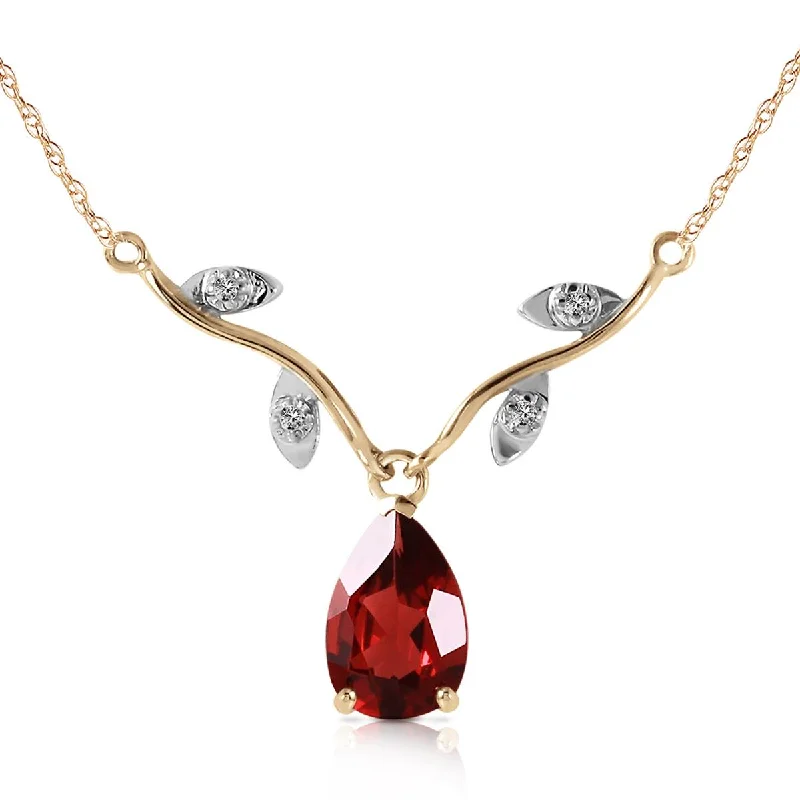 minimalist slope summit necklace-1.52 Carat 14K Solid Yellow Gold Shiny Personality Garnet Diamond Necklace