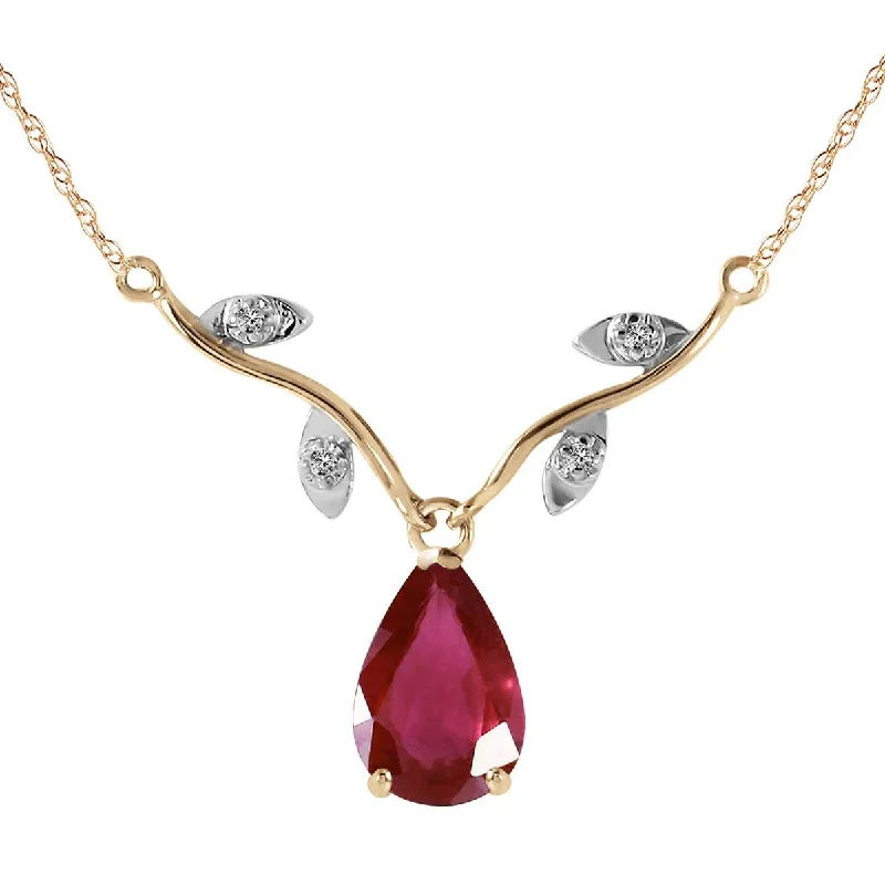 art deco amethyst necklace-1.52 Carat 14K Solid Yellow Gold Sing No More Ruby Diamond Necklace