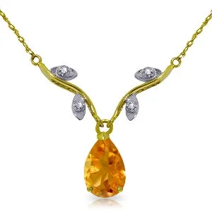 bold ruby summit peak necklace-1.52 Carat 14K Solid Yellow Gold Sunny Heat Citrine Diamond Necklace