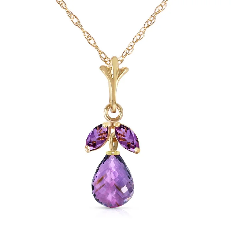 vintage-style emerald necklace-1.7 Carat 14K Solid Yellow Gold Ease Into Love Amethyst Necklace