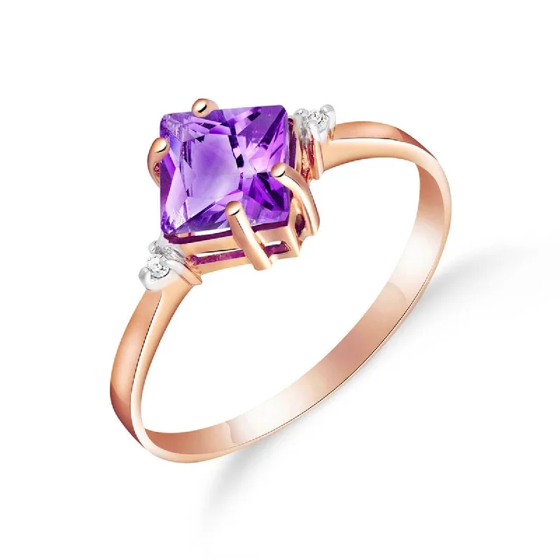 bold sapphire summit peak necklace-1.77 Carat 14K Solid Rose Gold Espirit Amethyst Diamond Ring