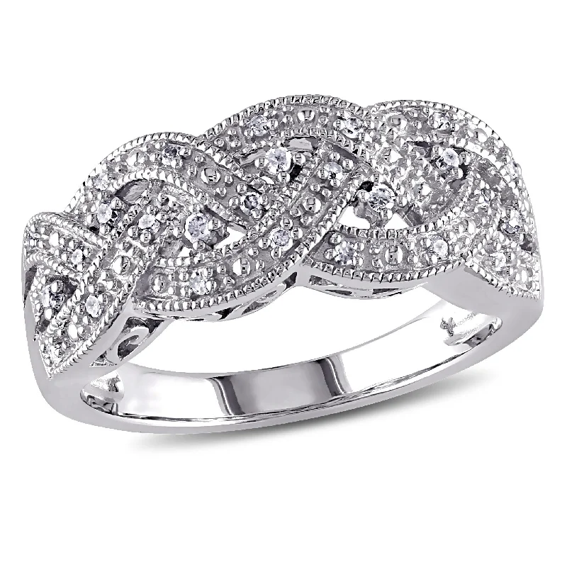 minimalist crest summit ring-1/8 CT TW Braided Diamond Ring  in Sterling Silver