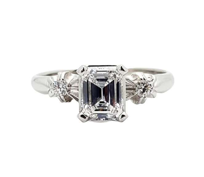 bold opal summit peak ring-1 Carat Platinum Emerald Cut Diamond Engagement Ring E/ VVS2