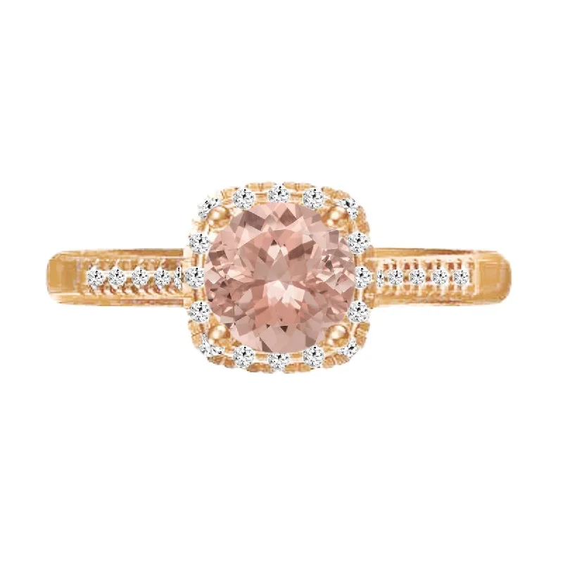 adjustable blaze ring-10K Gold Morganite and Diamond Ring