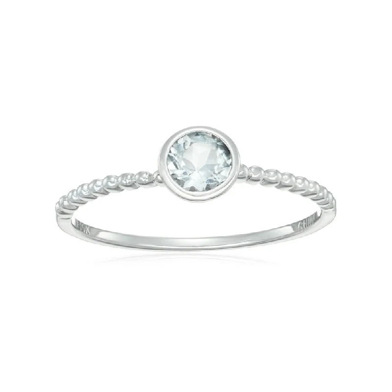 art deco opal ring-10k White Gold White Topaz Solitaire Ring