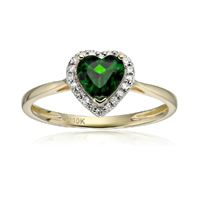 modern layered ruby ring-10k Yellow Gold Chrome Diopside & Diamond Solitaire Ring