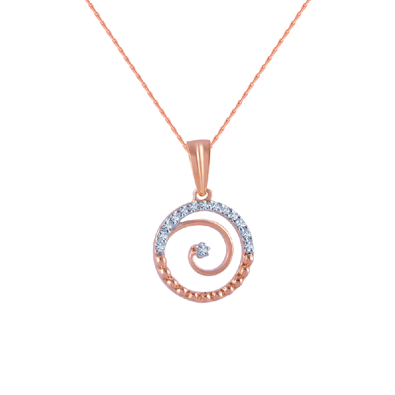 minimalist curve peak necklace-14k (585) Rose Gold And Diamond Pendant For Women