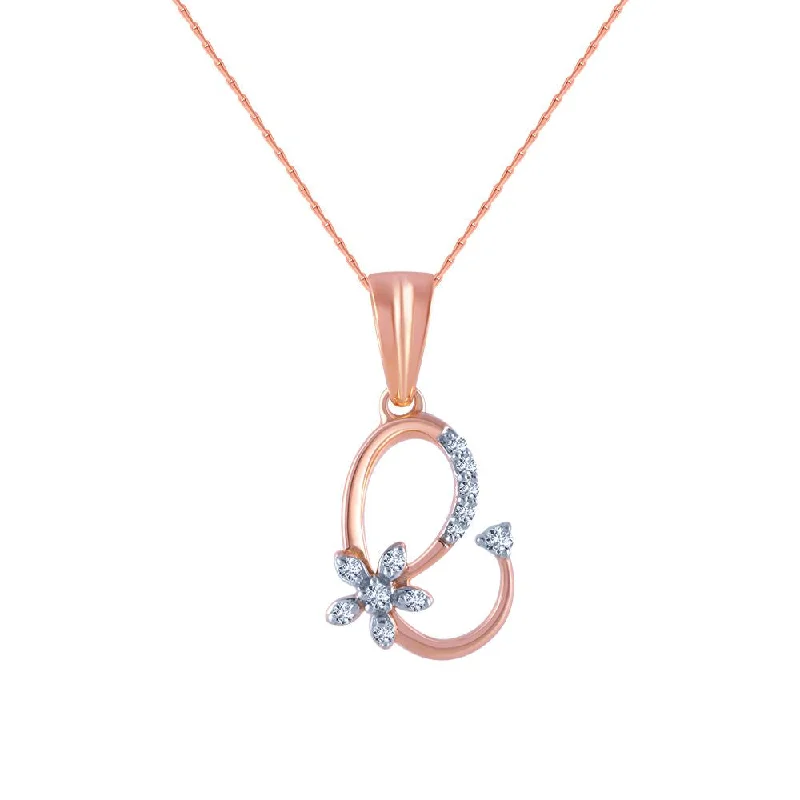 nature-themed branch crest necklace-14k (585) Rose Gold And Diamond Pendant For Women