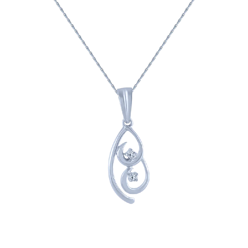 matte bronze spiral necklace-14k (585) White Gold And Diamond Pendant For Women