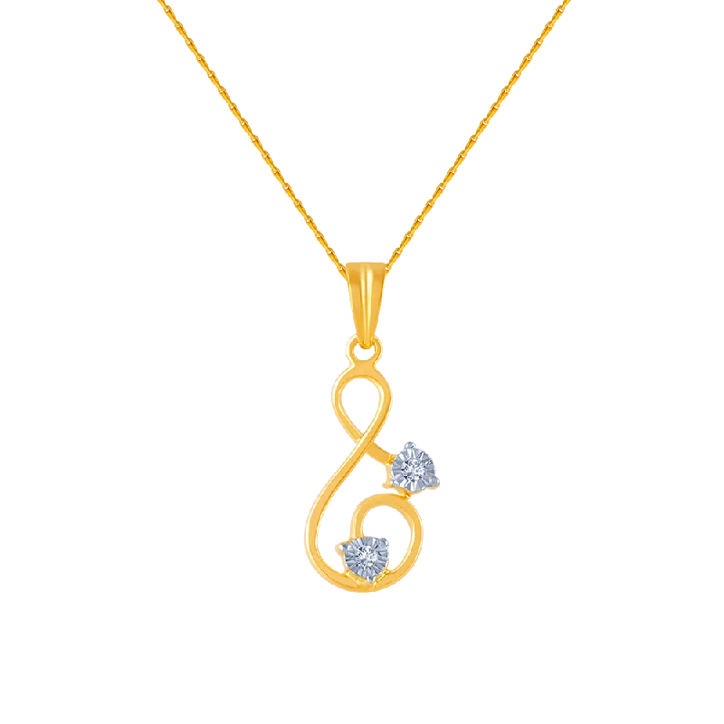 nature-themed ridge crest necklace-14k (585) Yellow Gold And Diamond Pendant For Women