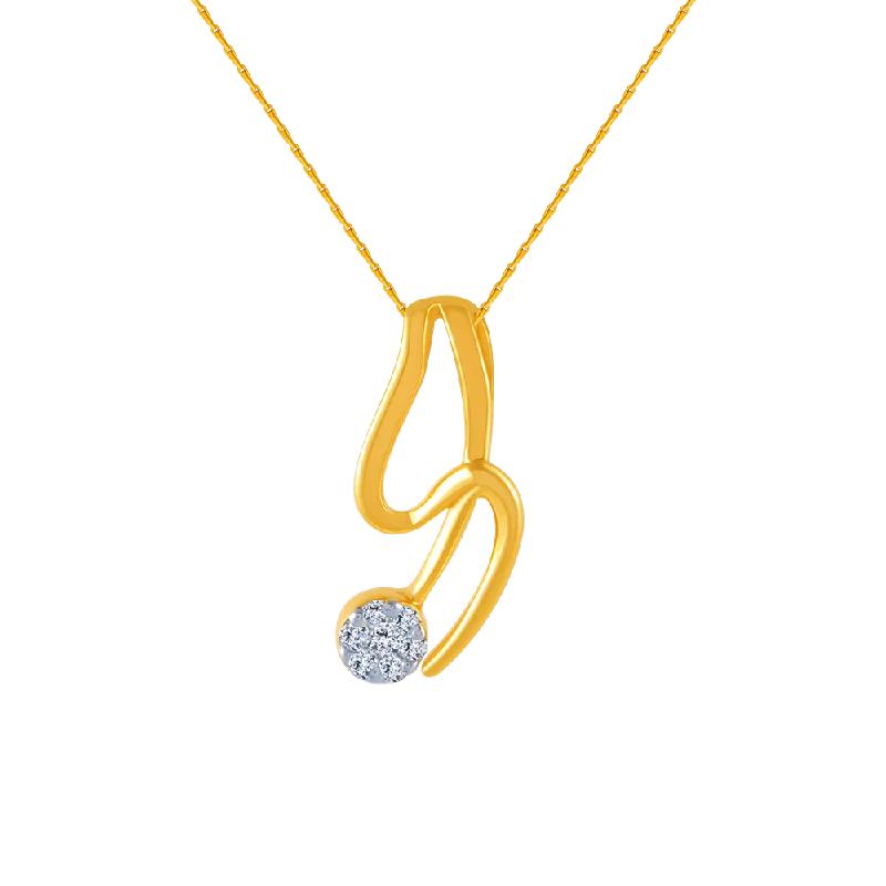 bold topaz summit peak necklace-14k (585) Yellow Gold And Diamond Pendant For Women