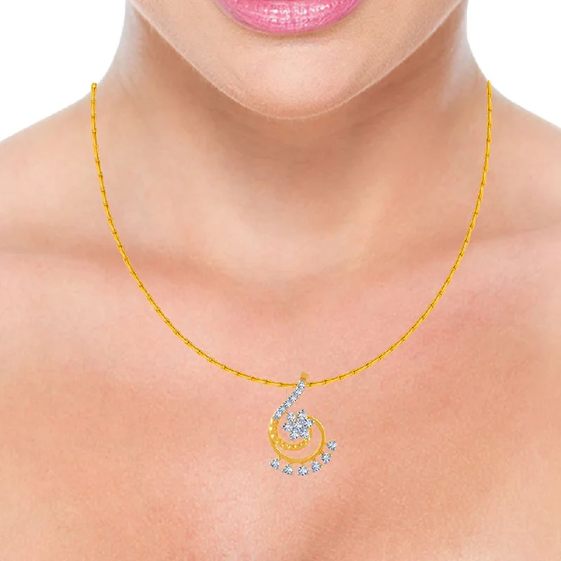 bold sapphire summit peak necklace-14k (585) Yellow Gold And Diamond Pendant For Women