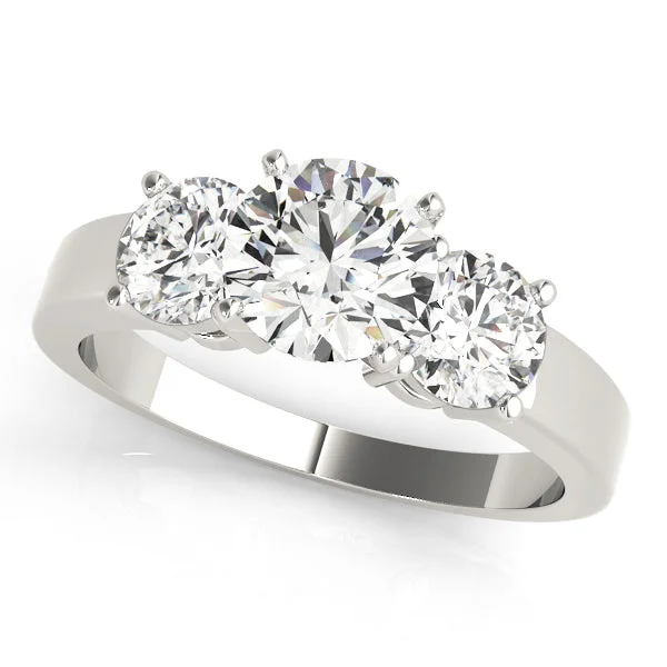 modern sleek peak ridge ring-14k Engagement Ring / 3 Stone