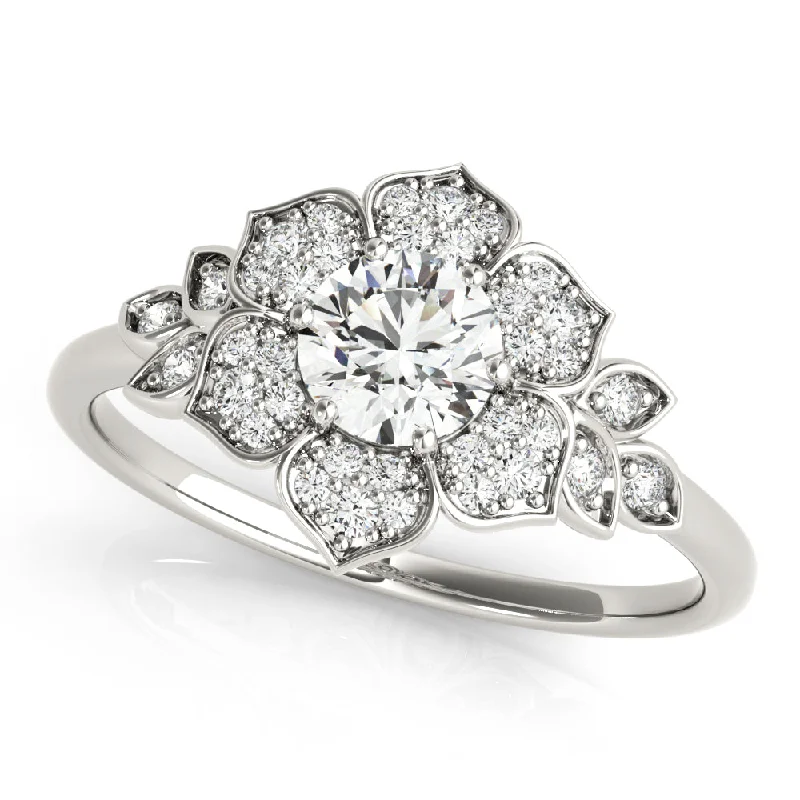 inscribed dynasty ring-14K Floral Design Engagement Ring