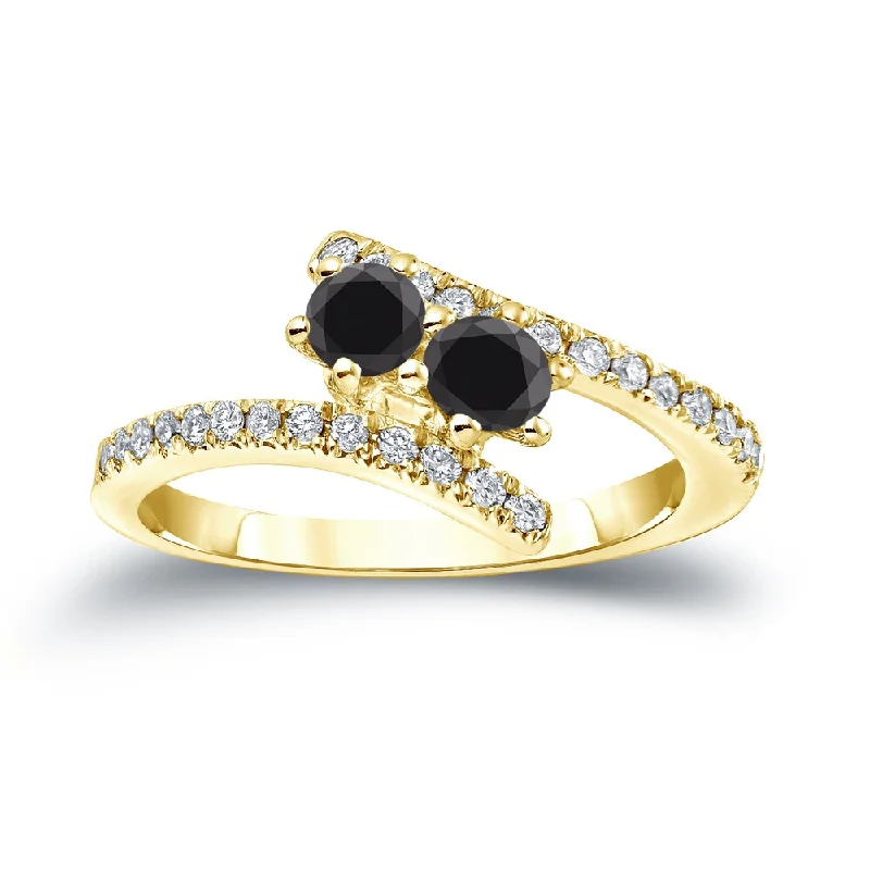 modern sculpted band ring-14k Gold Round 3/4ct TDW Black Diamond Engagement Ring by Auriya (SI2-SI3)