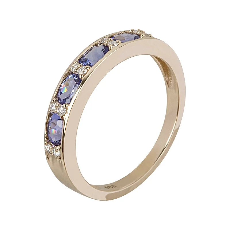 inscribed legacy ring-14K Gold Tanzanite and Diamond Band Ring