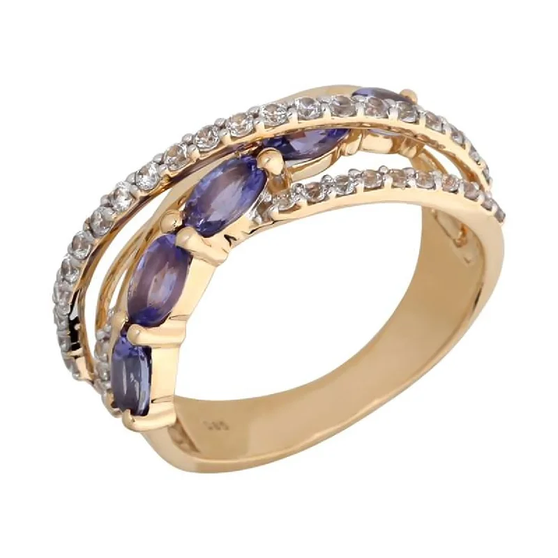 gothic-inspired eagle claw ring-14K Gold Tanzanite and White Natural Zircon Ring