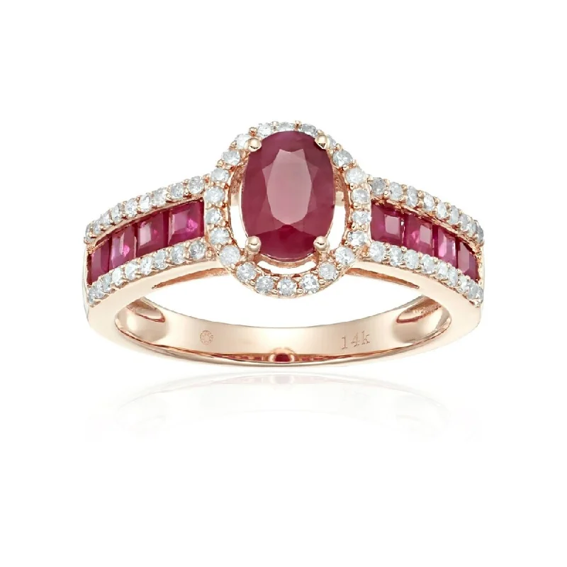 adjustable branch summit ring-14k Rose Gold Ruby & Diamond Ring