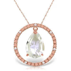 adjustable branch summit necklace-14K Solid Rose Gold Diamond & Rose Topaz Circle Of Love Necklace