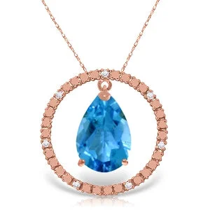 vintage-style ruby necklace-14K Solid Rose Gold Diamonds & Blue Topaz Circle Of Love Necklace