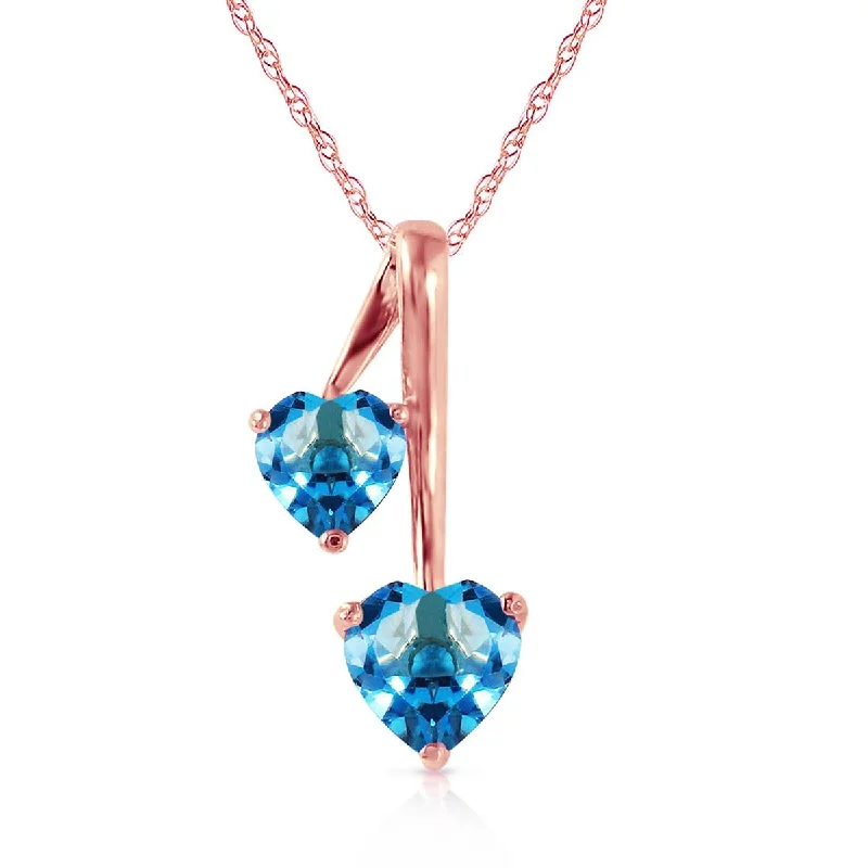 bold ruby summit peak necklace-14K Solid Rose Gold Hearts Necklace w/ Natural Blue Topaz & Peridot