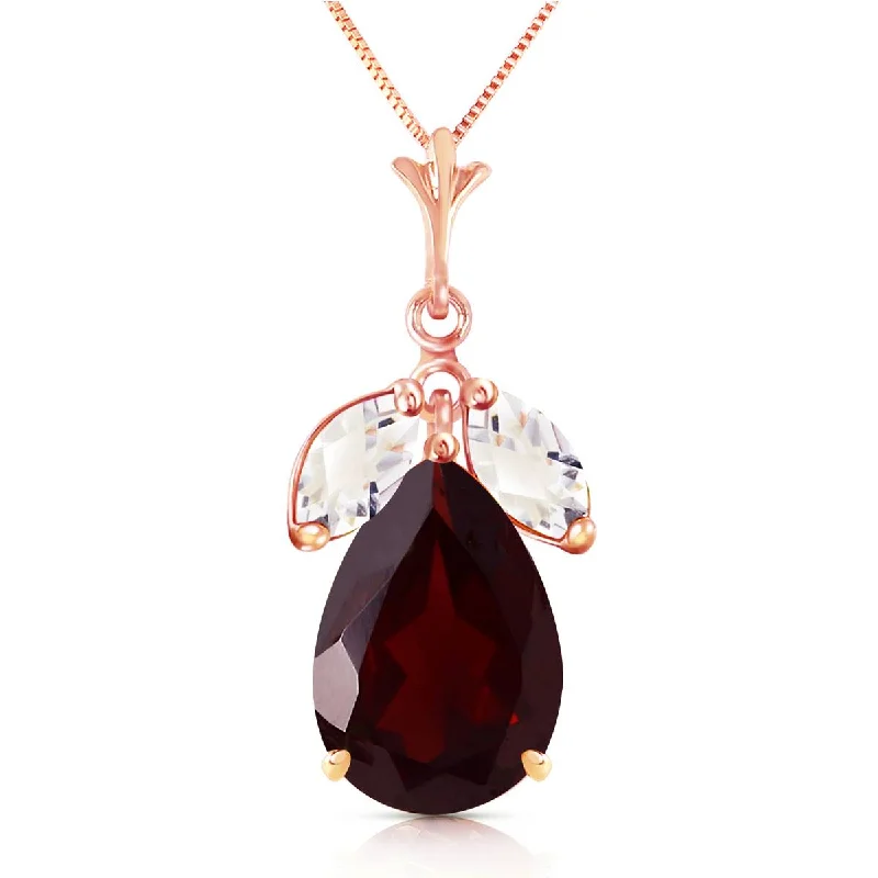 gothic-inspired tiger talon necklace-14K Solid Rose Gold Necklace w/ Garnet & Rose Topaz