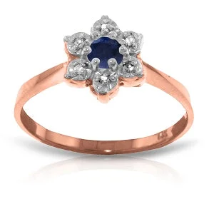 bohemian summit ridge necklace-14K Solid Rose Gold Ring w/ Natural Diamonds & Sapphire