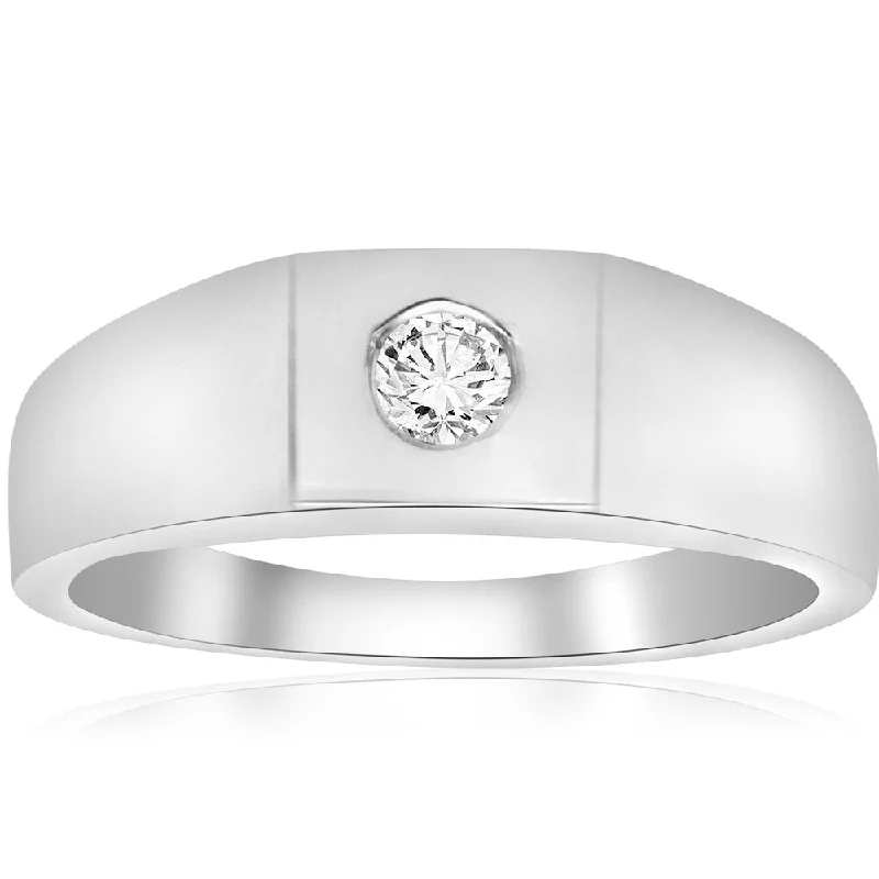 inscribed devotion ring-14k White Gold 1/4 ct TDW Diamond Solitaire Wedding High Polished Ring (I-J,I2-3)