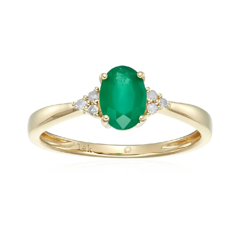 bold ruby cluster ring-14k Yellow Gold Emerald & Diamond Ring