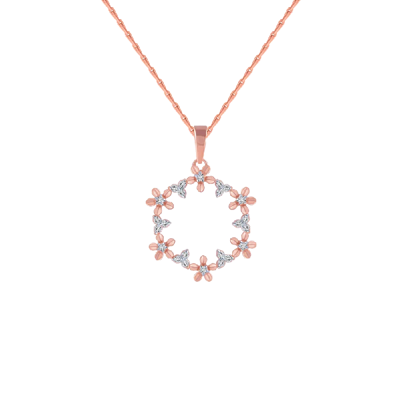 art deco opal necklace-14KT (585) Rose Gold And Diamond Pendant For Women