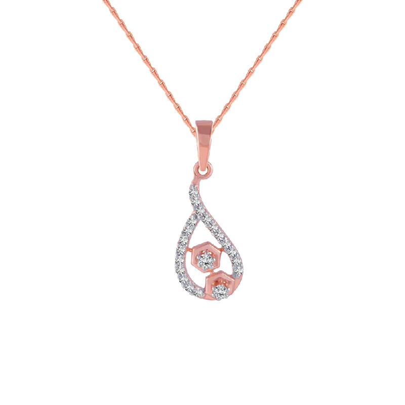 bohemian crest summit necklace-14KT (585) Rose Gold And Diamond Pendant For Women