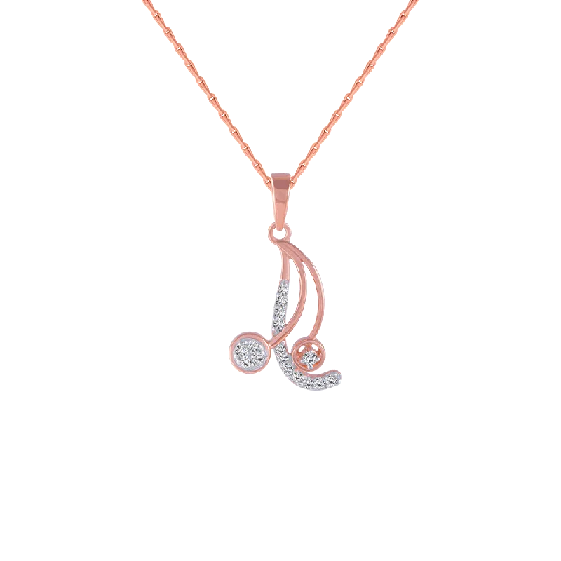 nature-themed ridge peak necklace-14KT (585) Rose Gold And Diamond Pendant For Women