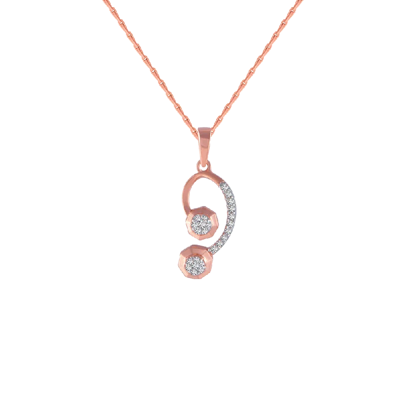 boho-inspired amethyst necklace-14KT (585) Rose Gold And Diamond Pendant For Women