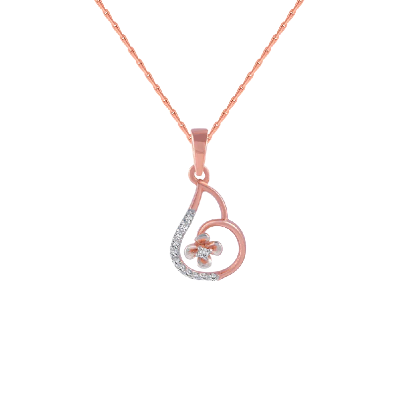 minimalist slope summit necklace-14KT (585) Rose Gold And Diamond Pendant For Women