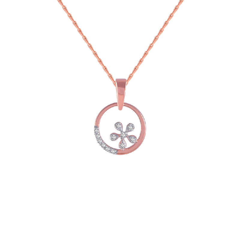 rustic ruby beaded necklace-14KT (585) Rose Gold And Diamond Pendant For Women