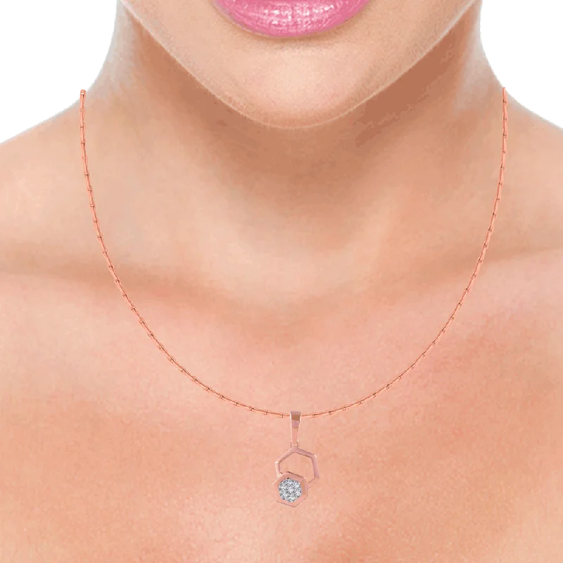 vintage-style opal necklace-14KT (585) Rose Gold And Diamond Pendant For Women