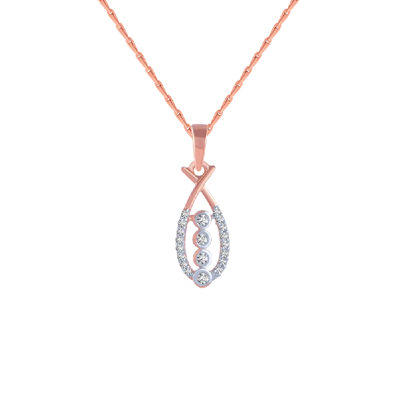 bohemian peak summit necklace-14KT (585) Rose Gold And Diamond Pendant For Women