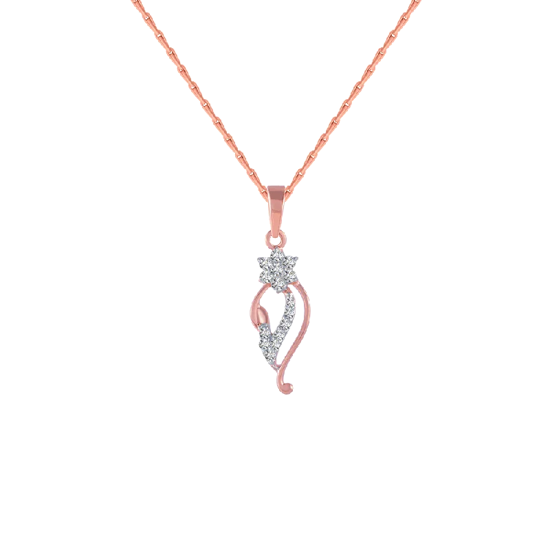 vintage-inspired emerald necklace-14KT (585) Rose Gold And Diamond Pendant For Women