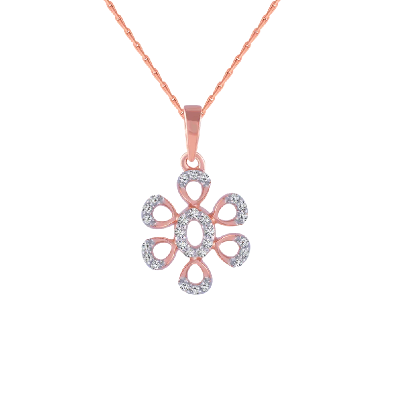 vintage-style turquoise necklace-14KT (585) Rose Gold And Diamond Pendant For Women