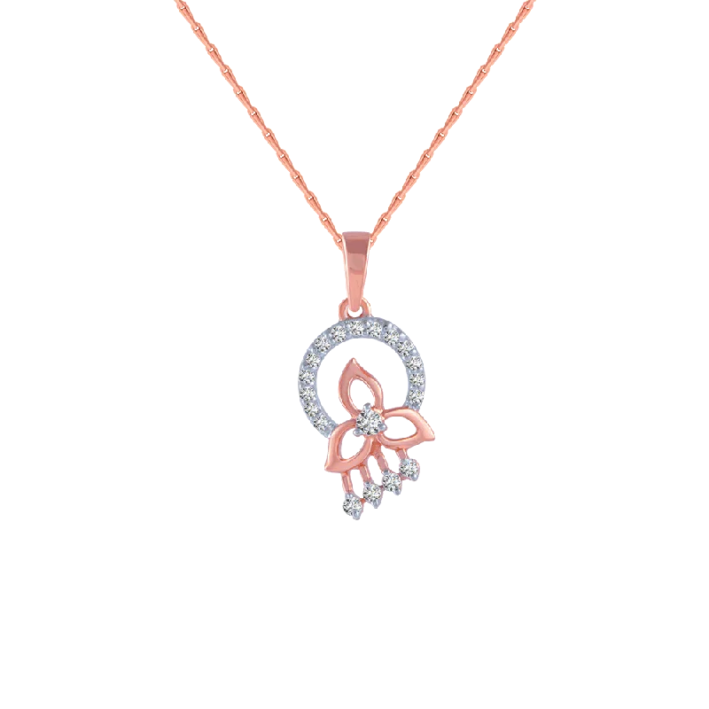 matte copper chain necklace-14KT (585) Rose Gold And Diamond Pendant For Women