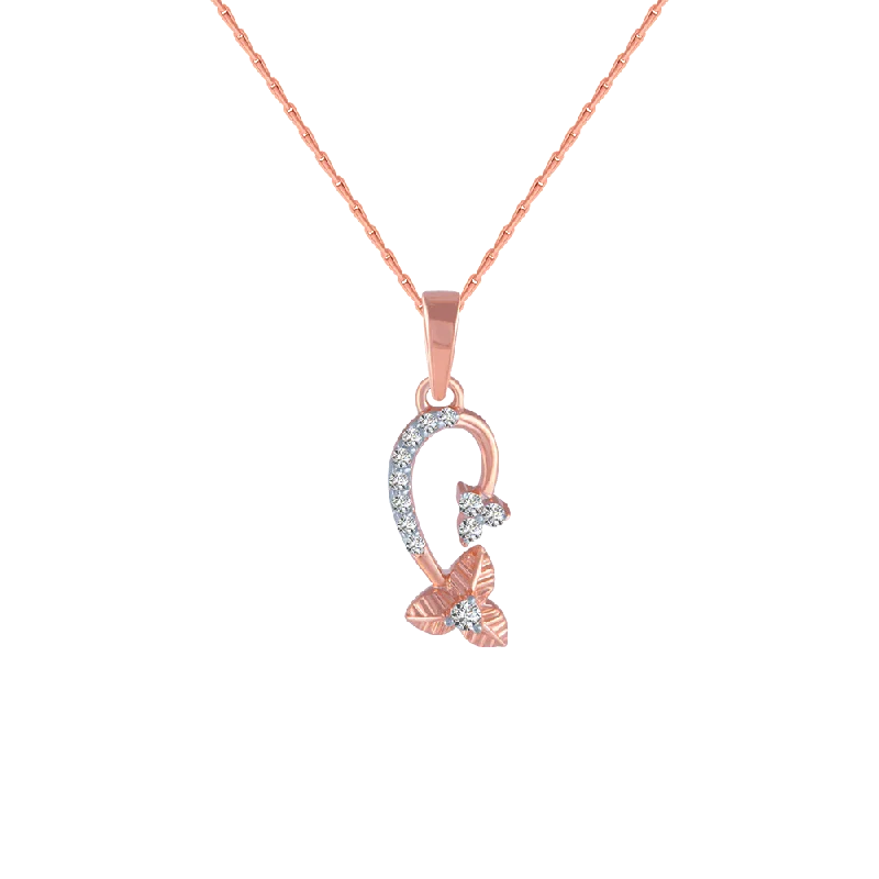 bold opal summit peak necklace-14KT (585) Rose Gold And Diamond Pendant For Women