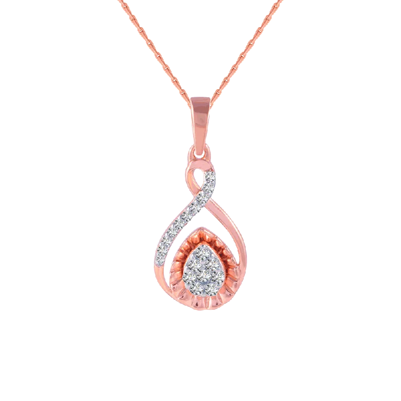 boho-inspired turquoise necklace-14KT (585) Rose Gold And Diamond Pendant For Women