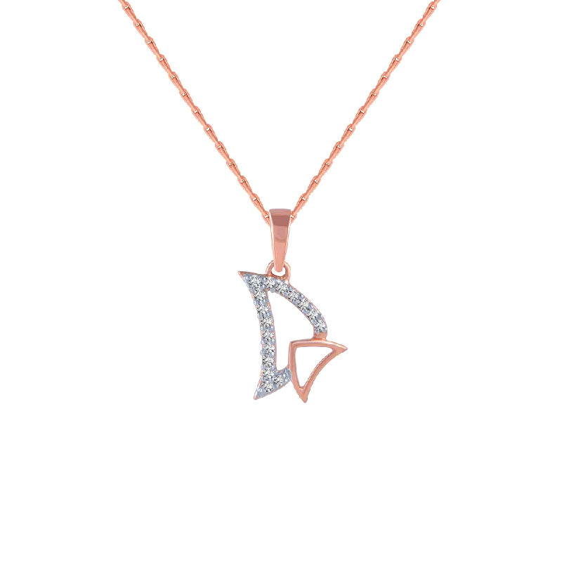 vintage-inspired emerald necklace-14KT (585) Rose Gold And Diamond Pendant For Women