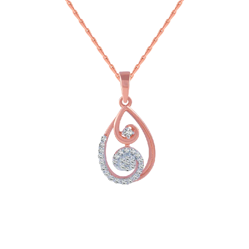 boho-inspired jade necklace-14KT (585) Rose Gold And Diamond Pendant For Women