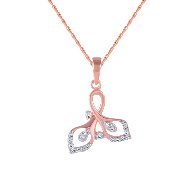 minimalist slope summit necklace-14KT (585) Rose Gold And Diamond Pendant For Women